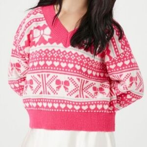 NWT Christmas Pink Fair Isle Sweater